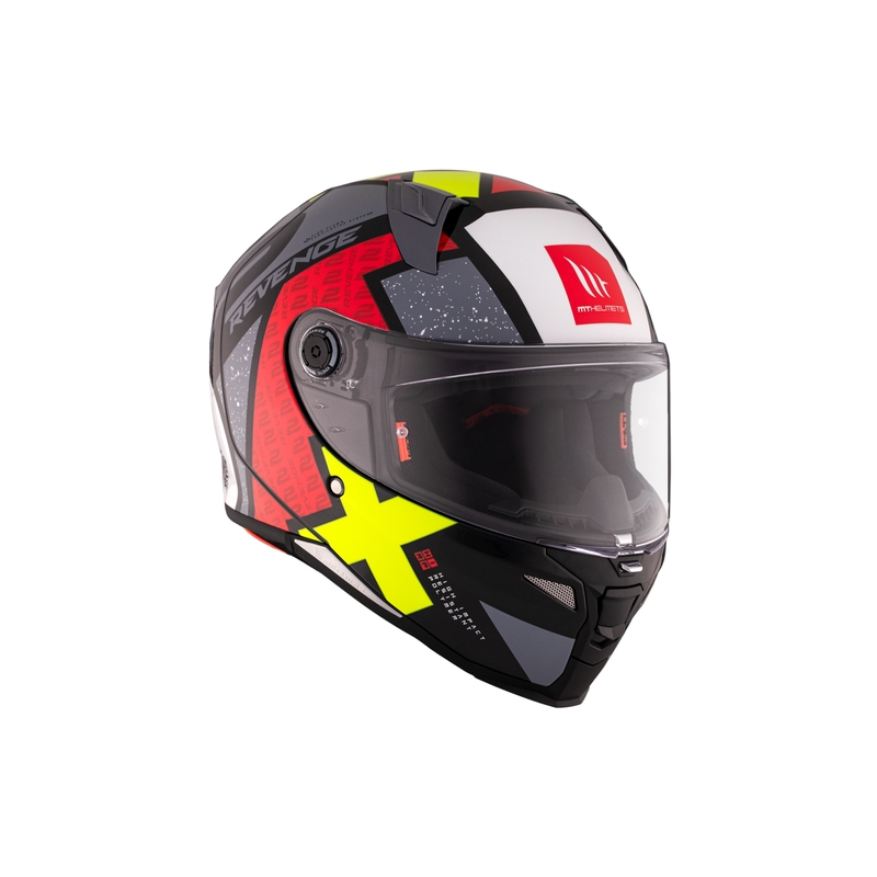 Casco integral de moto MT REVENGE 2 S Light CO negro-rojo-amarillo brillante