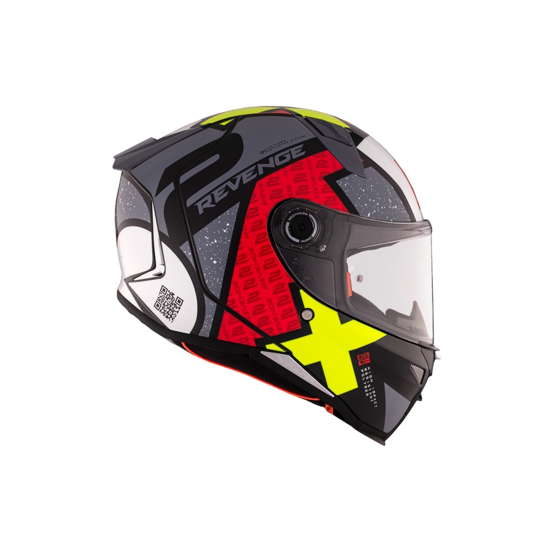 Casco integral de moto MT REVENGE 2 S Light CO negro-rojo-amarillo brillante