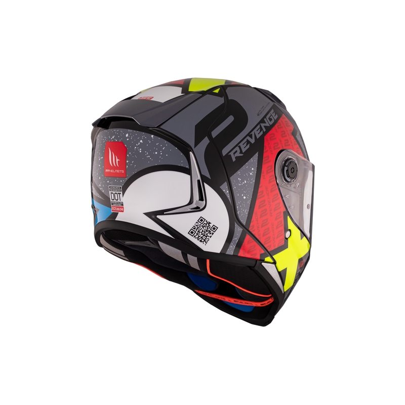 Casco integral de moto MT REVENGE 2 S Light CO negro-rojo-amarillo brillante
