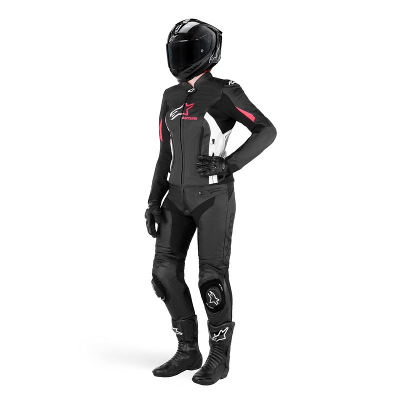 Chaqueta de moto Alpinestars GP PLUS 4 para mujer Negra, Blanca y Rosa