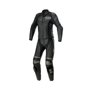 Mono de moto Alpinestars STELLA GP PLUS 2 de mujer de dos piezas de cuero negro y gris metalizado