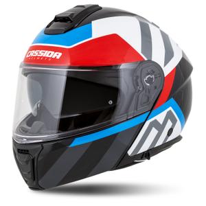 Casco de moto Cassida Modulo 2.1 Profile abatible blanco-negro-azul-gris