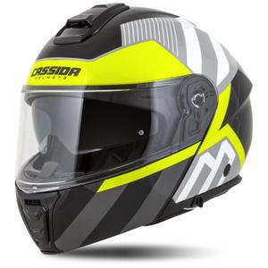Casco de moto Cassida Modulo 2.1 Profile abatible blanco-negro-fluo-amarillo-gris