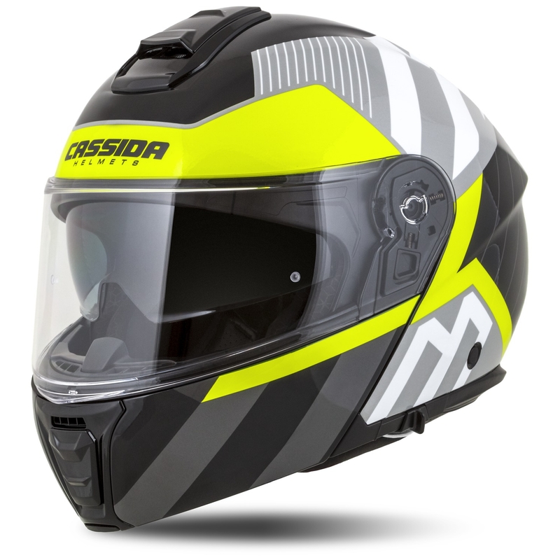 Casco de moto Cassida Modulo 2.1 Profile abatible blanco-negro-fluo-amarillo-gris