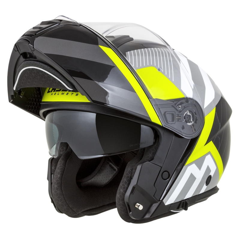 Casco de moto Cassida Modulo 2.1 Profile abatible blanco-negro-fluo-amarillo-gris