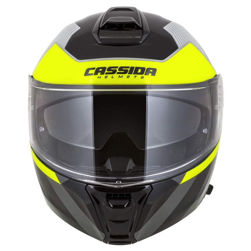 Casco de moto Cassida Modulo 2.1 Profile abatible blanco-negro-fluo-amarillo-gris