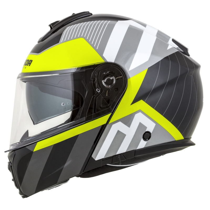 Casco de moto Cassida Modulo 2.1 Profile abatible blanco-negro-fluo-amarillo-gris