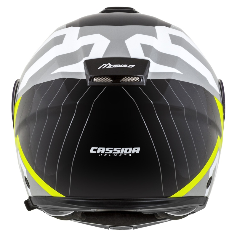 Casco de moto Cassida Modulo 2.1 Profile abatible blanco-negro-fluo-amarillo-gris