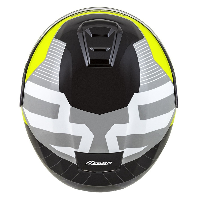 Casco de moto Cassida Modulo 2.1 Profile abatible blanco-negro-fluo-amarillo-gris