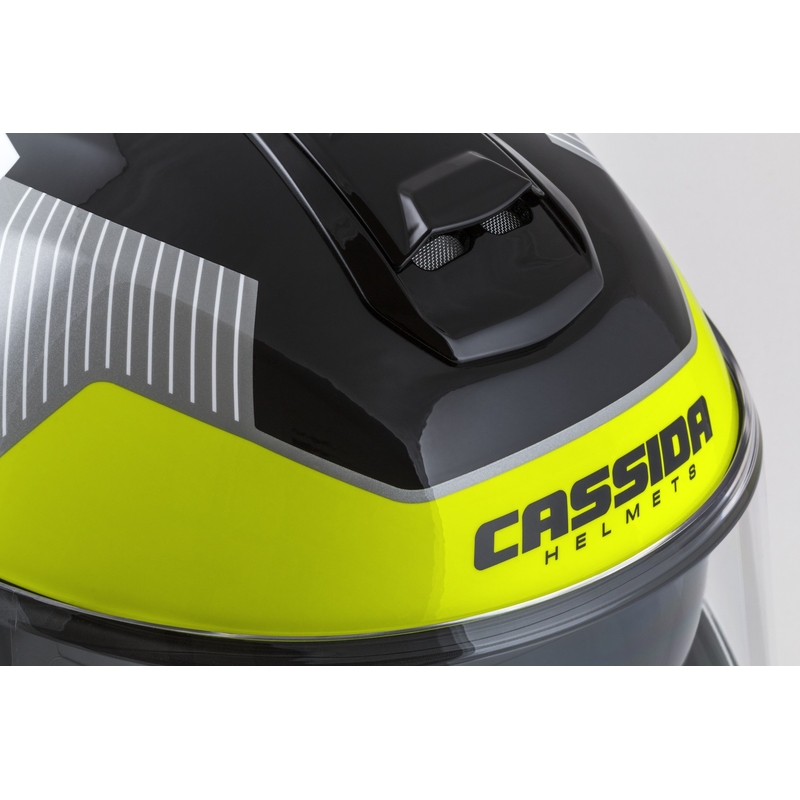 Casco de moto Cassida Modulo 2.1 Profile abatible blanco-negro-fluo-amarillo-gris