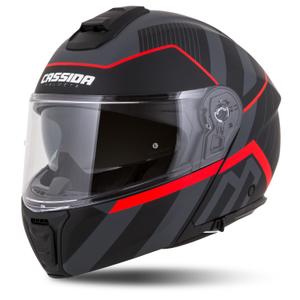 Casco de moto Cassida Modulo 2.1 Profile abatible negro mate-gris-rojo
