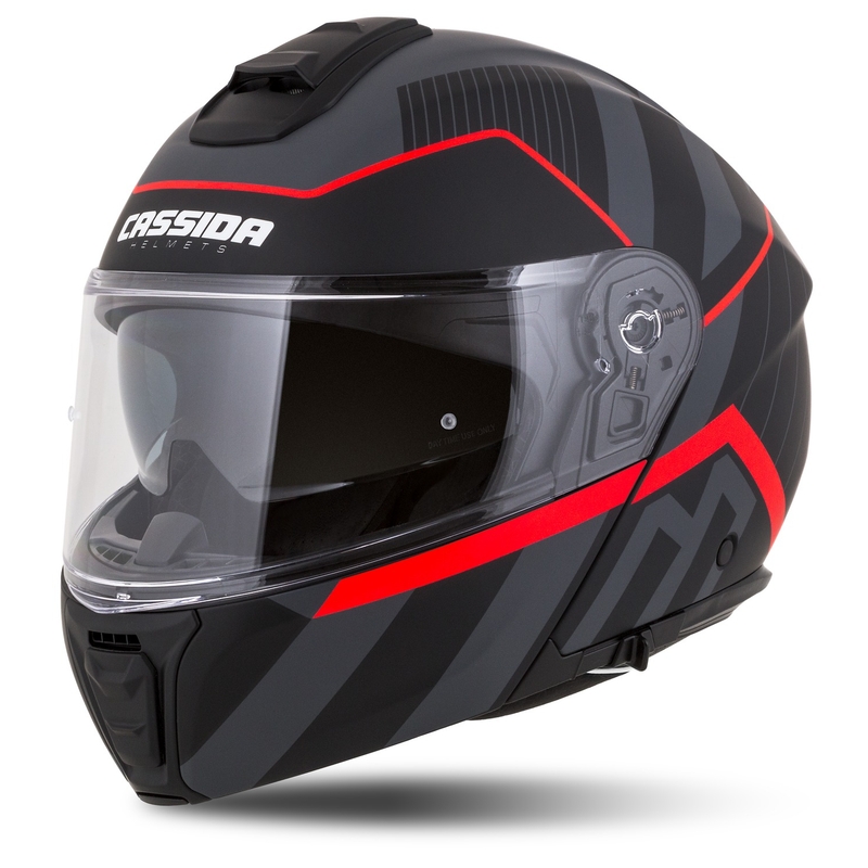 Casco de moto Cassida Modulo 2.1 Profile abatible negro mate-gris-rojo