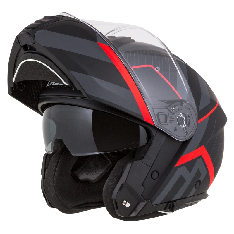 Casco de moto Cassida Modulo 2.1 Profile abatible negro mate-gris-rojo