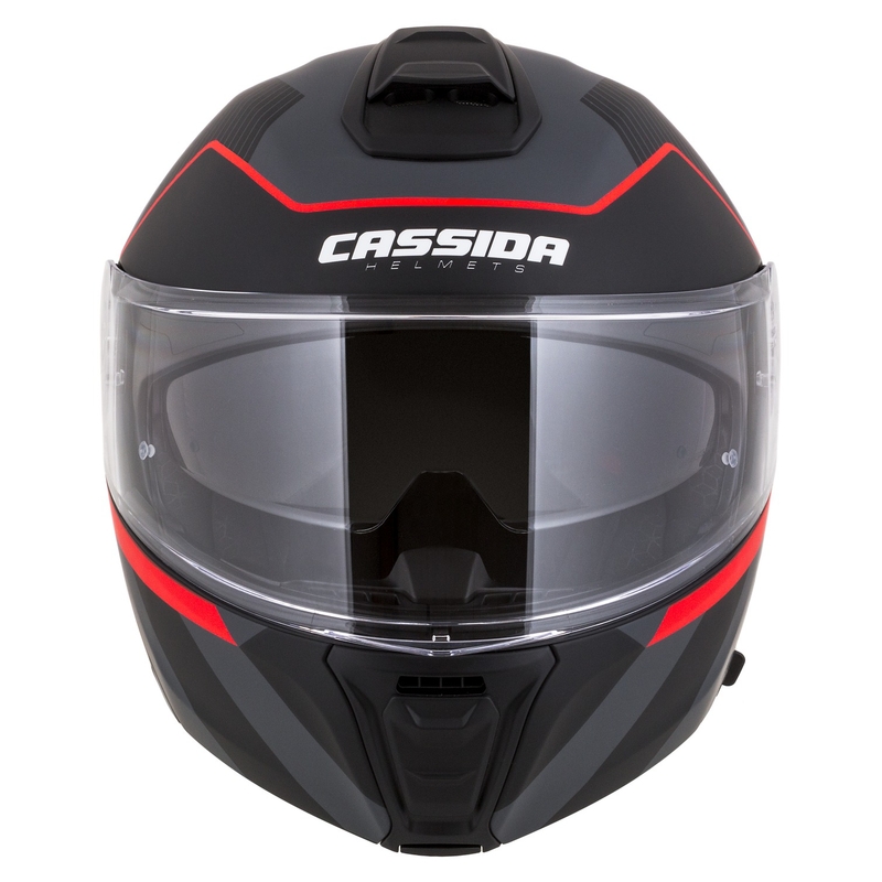 Casco de moto Cassida Modulo 2.1 Profile abatible negro mate-gris-rojo