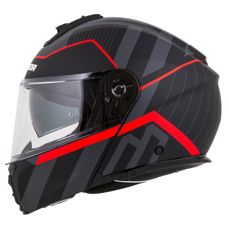 Casco de moto Cassida Modulo 2.1 Profile abatible negro mate-gris-rojo