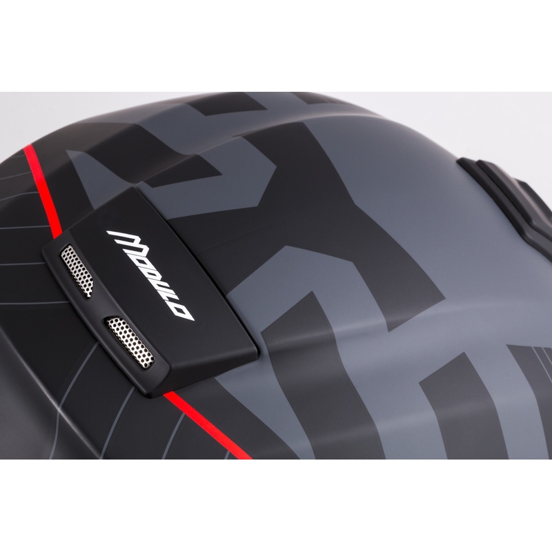 Casco de moto Cassida Modulo 2.1 Profile abatible negro mate-gris-rojo