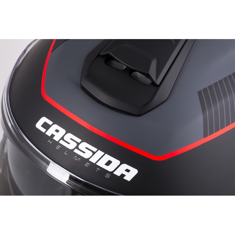 Casco de moto Cassida Modulo 2.1 Profile abatible negro mate-gris-rojo
