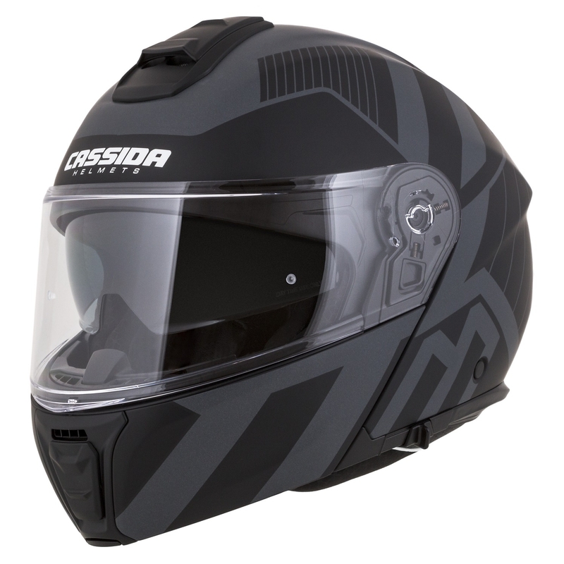 Casco de moto Cassida Modulo 2.1 Profile Vision abatible negro mate-gris reflectante