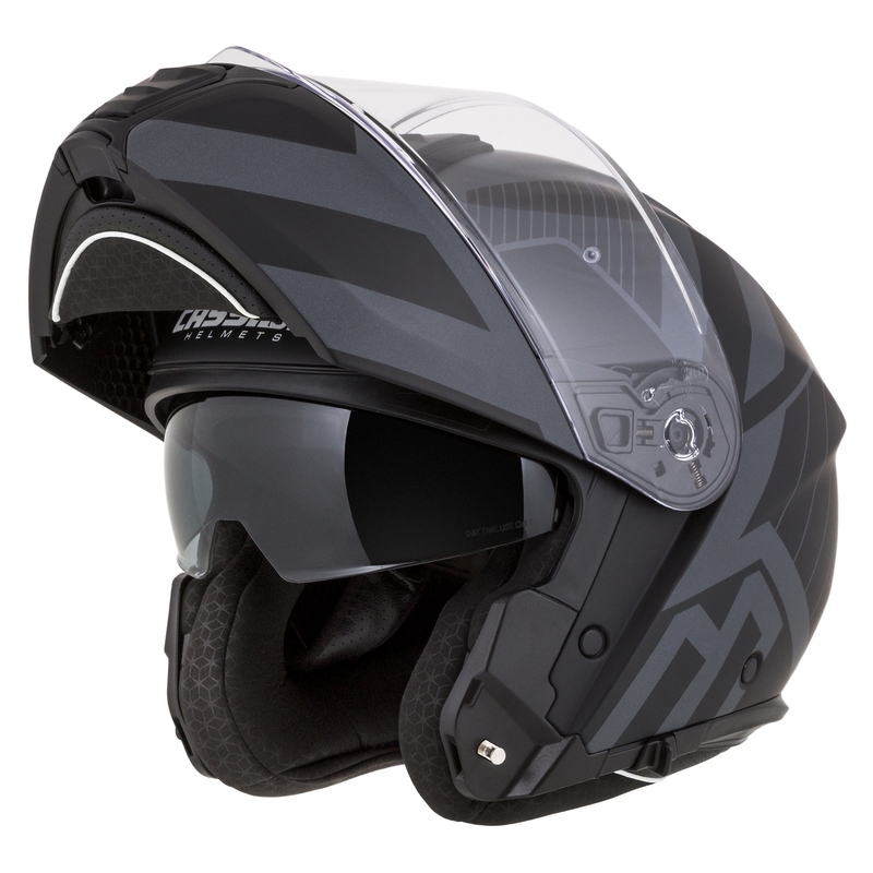 Casco de moto Cassida Modulo 2.1 Profile Vision abatible negro mate-gris reflectante