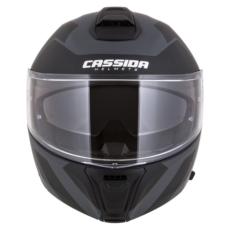 Casco de moto Cassida Modulo 2.1 Profile Vision abatible negro mate-gris reflectante