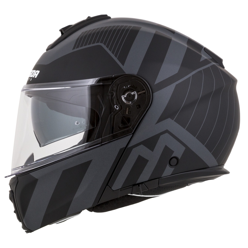 Casco de moto Cassida Modulo 2.1 Profile Vision abatible negro mate-gris reflectante