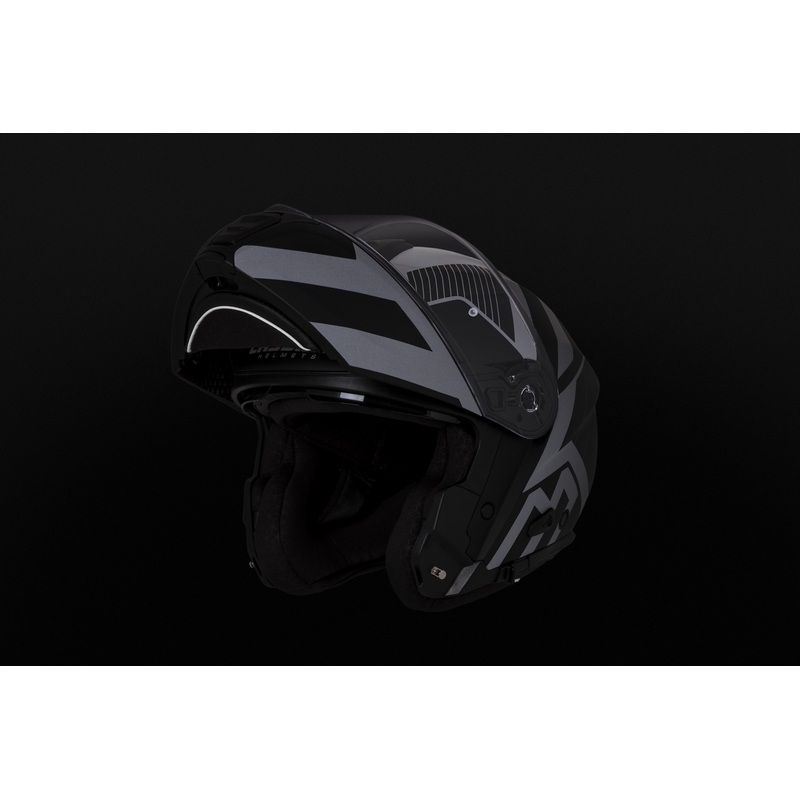 Casco de moto Cassida Modulo 2.1 Profile Vision abatible negro mate-gris reflectante