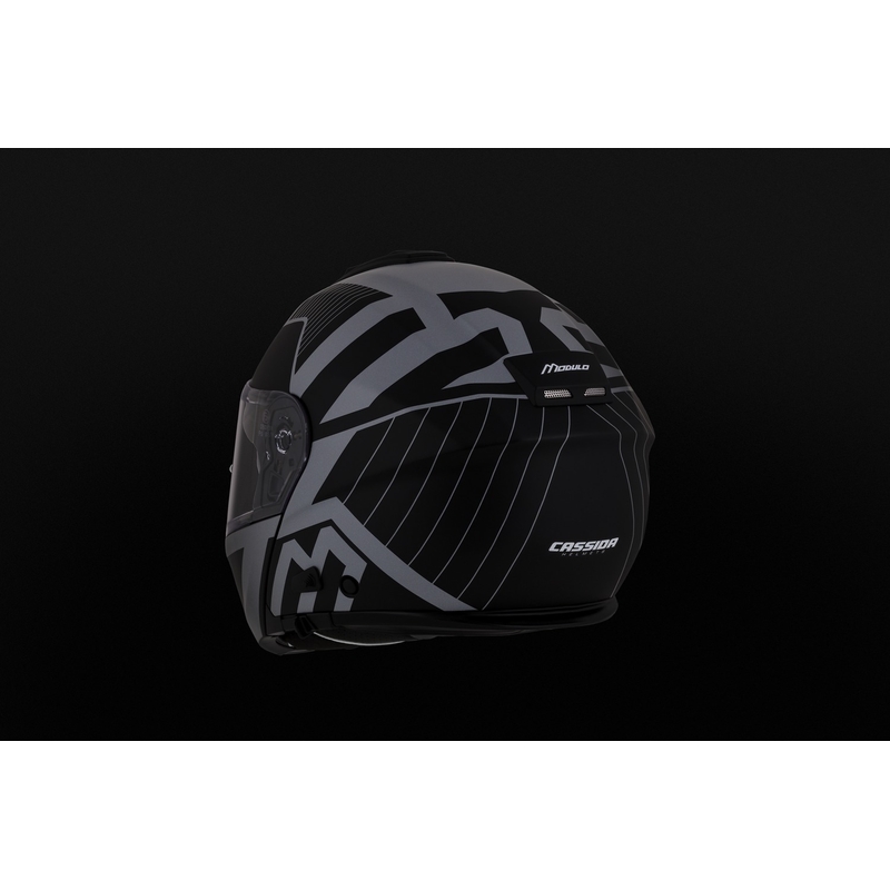 Casco de moto Cassida Modulo 2.1 Profile Vision abatible negro mate-gris reflectante