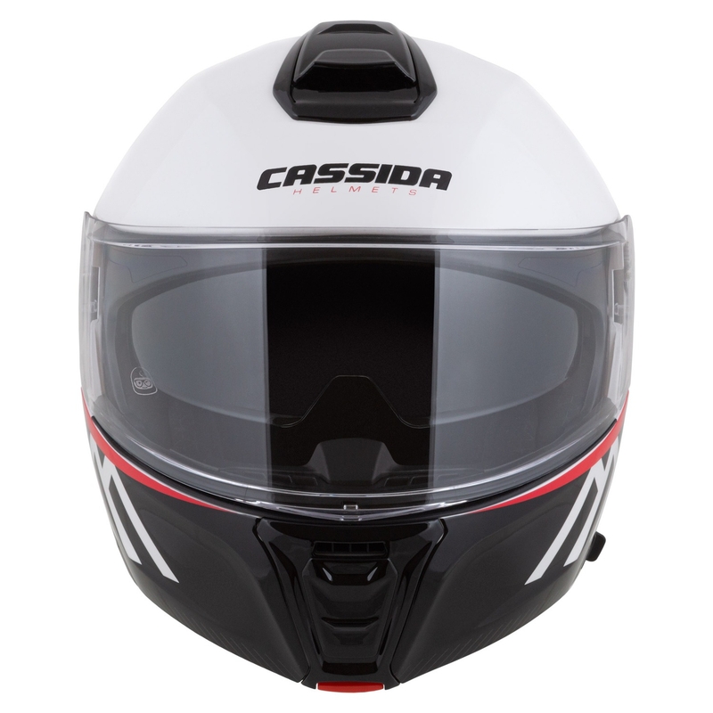 Casco de moto Cassida Modulo 2.1 Compass flip-up blanco perla-negro-rojo-plata
