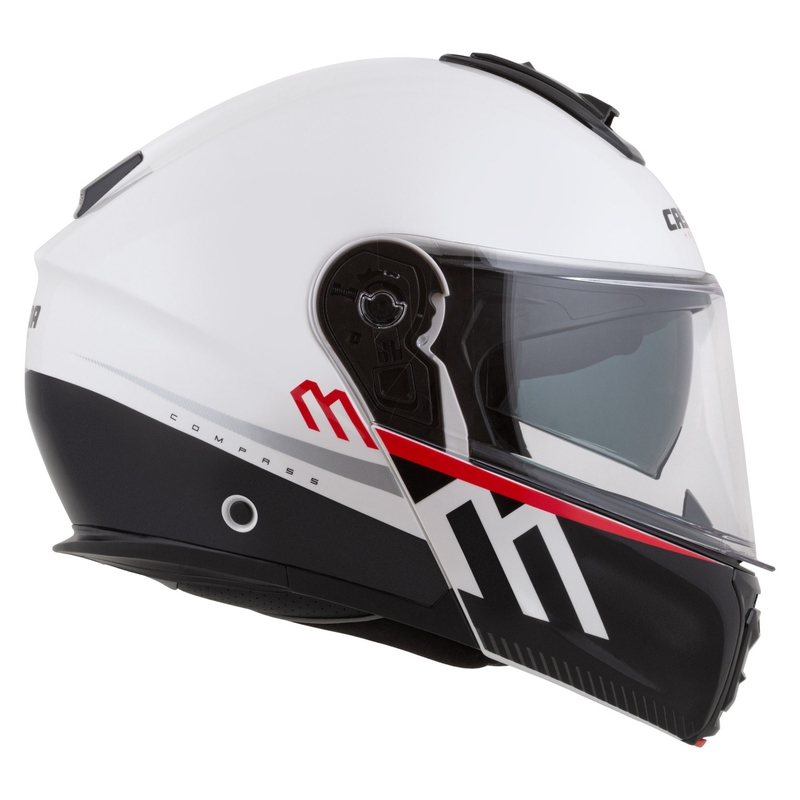 Casco de moto Cassida Modulo 2.1 Compass flip-up blanco perla-negro-rojo-plata