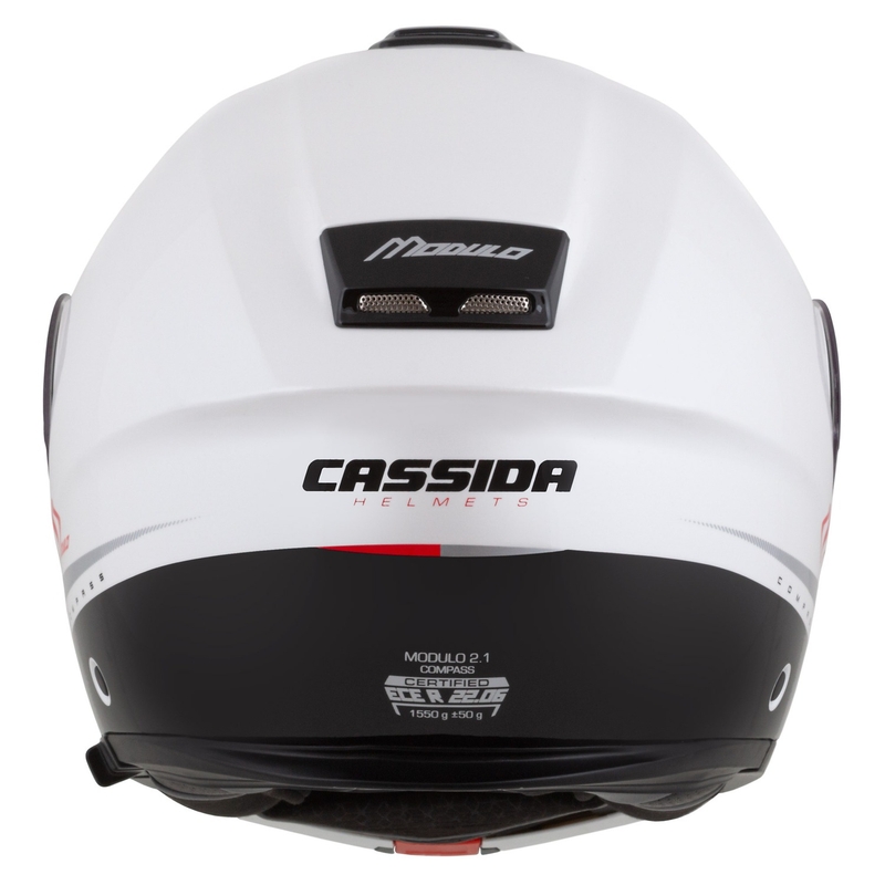 Casco de moto Cassida Modulo 2.1 Compass flip-up blanco perla-negro-rojo-plata