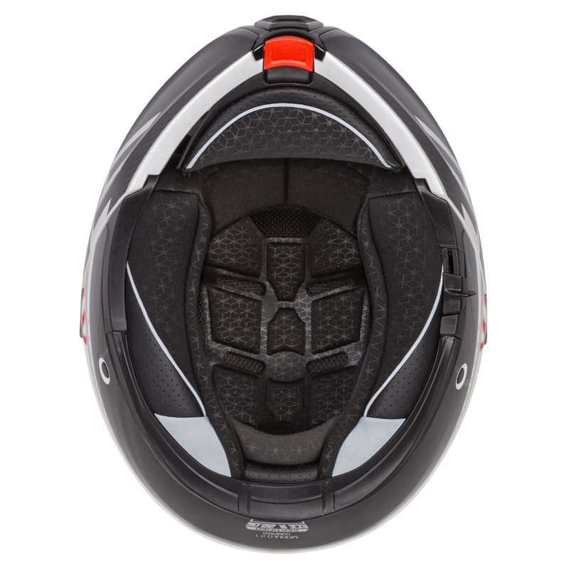 Casco de moto Cassida Modulo 2.1 Compass flip-up blanco perla-negro-rojo-plata