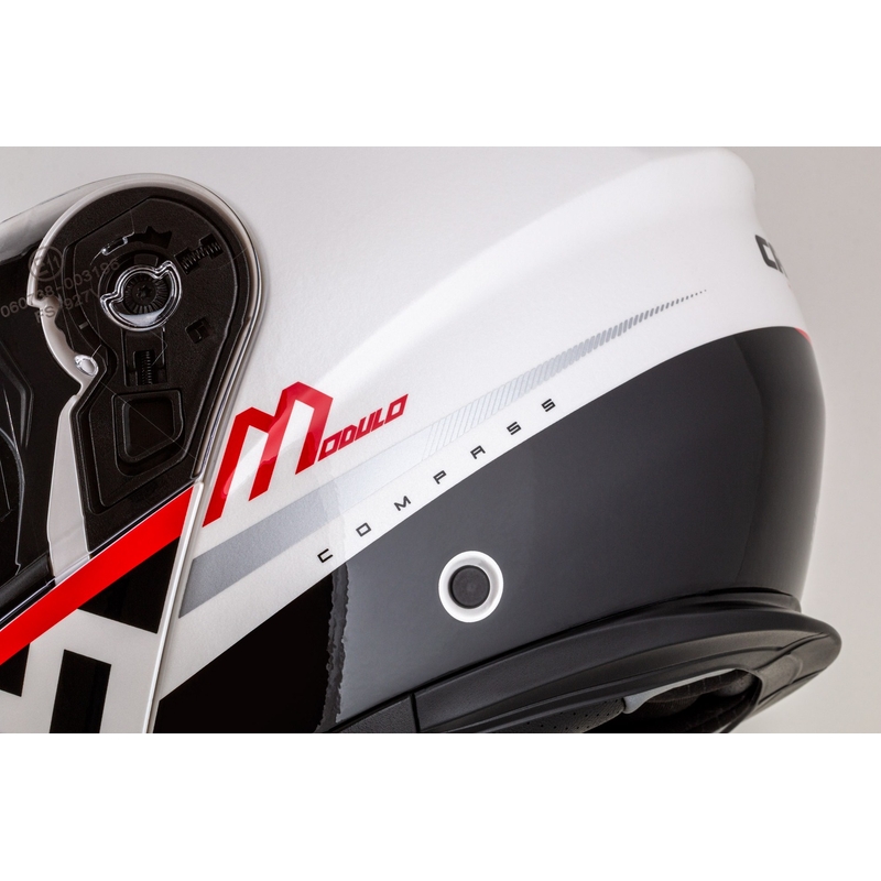 Casco de moto Cassida Modulo 2.1 Compass flip-up blanco perla-negro-rojo-plata