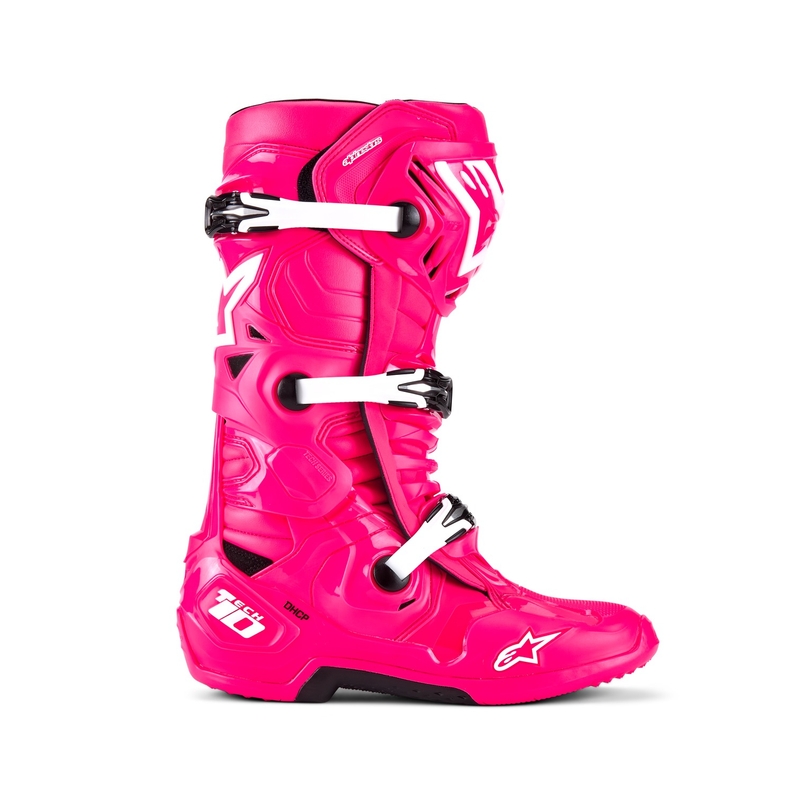 Botas de moto Alpinestars Tech 10 rosa-negro-blanco
