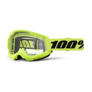 Gafas de motocross para niños 100% STRATA 2 amarillo neón plexi transparente