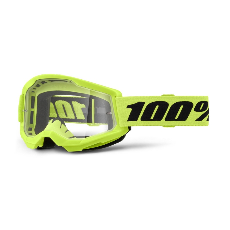 Gafas de motocross para niños 100% STRATA 2 amarillo neón plexi transparente
