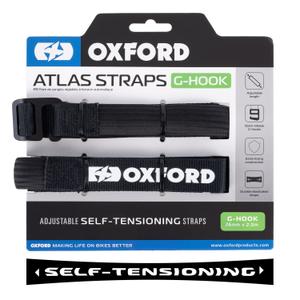 Oxford Atlas G-Hook correas de equipaje 2 piezas negro 26mm x 2m