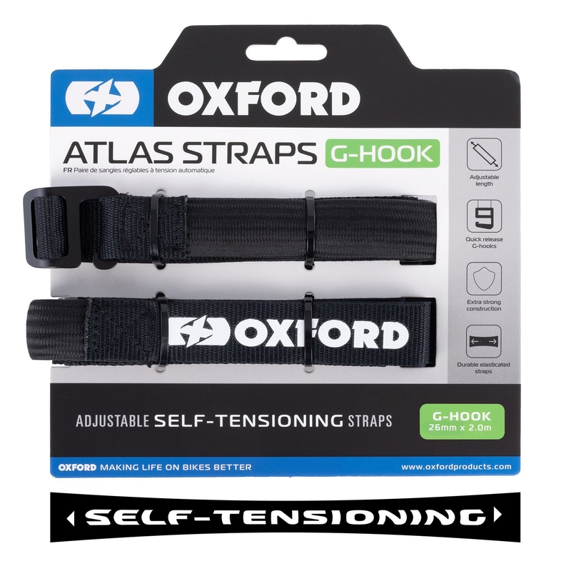 Oxford Atlas G-Hook correas de equipaje 2 piezas negro 26mm x 2m