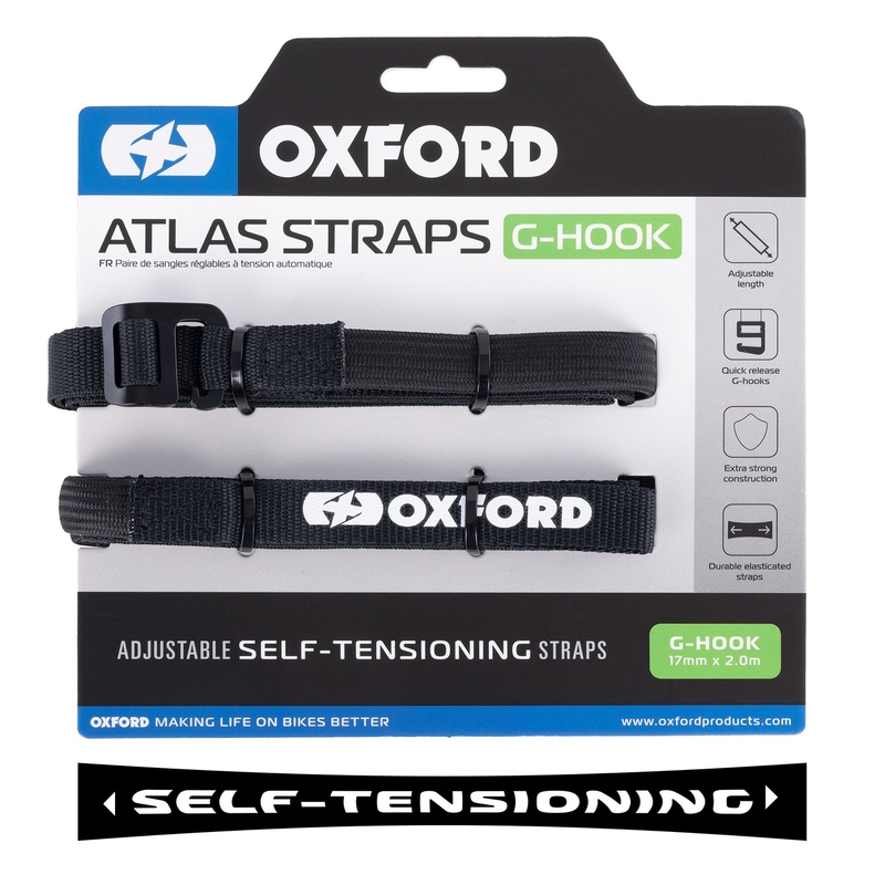 Oxford Atlas G-Hook correas de equipaje 2 piezas negro 17 mm x 2 m