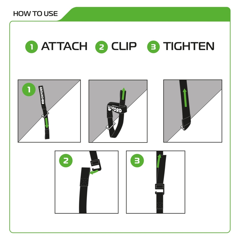 Oxford Atlas G-Hook correas de equipaje 2 piezas negro 17 mm x 2 m