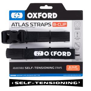 Oxford Atlas B-Clip correas de equipaje 2 piezas negro 26 mm x 2 m