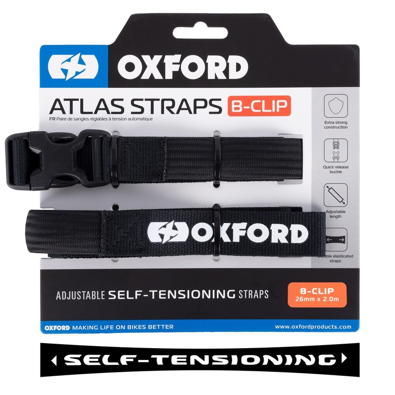 Oxford Atlas B-Clip correas de equipaje 2 piezas negro 26 mm x 2 m