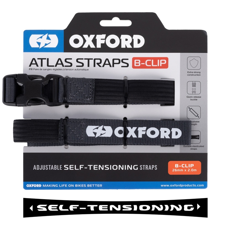 Oxford Atlas B-Clip correas de equipaje 2 piezas gris 26 mm x 2 m