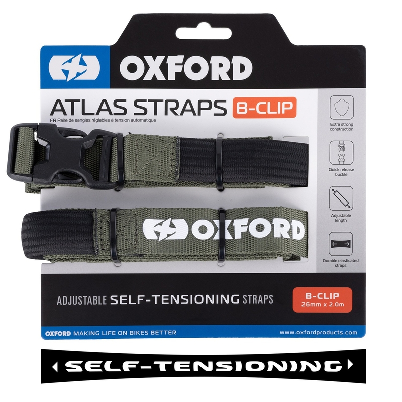 Oxford Atlas B-Clip correas de equipaje 2 piezas verde 26 mm x 2 m