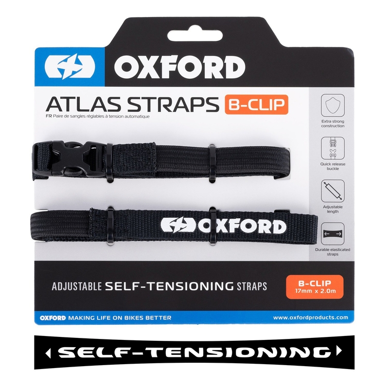 Oxford Atlas B-Clip correas de equipaje 2 piezas negro 17 mm x 2 m