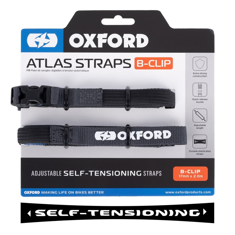 Oxford Atlas B-Clip correas de equipaje 2 piezas gris 17 mm x 2 m