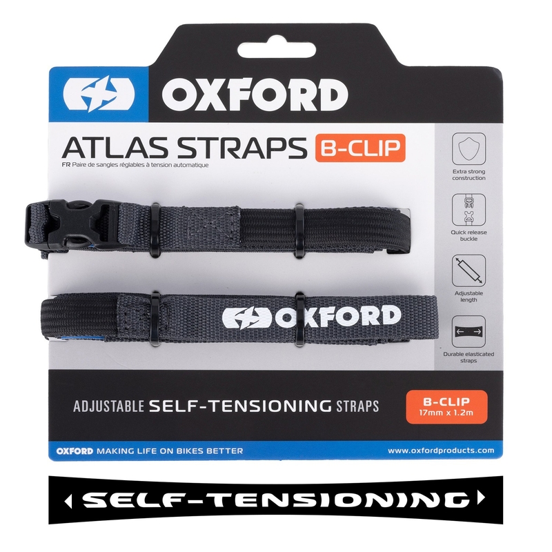 Oxford Atlas B-Clip correas de equipaje 2 piezas gris 17 mm x 1,2 m