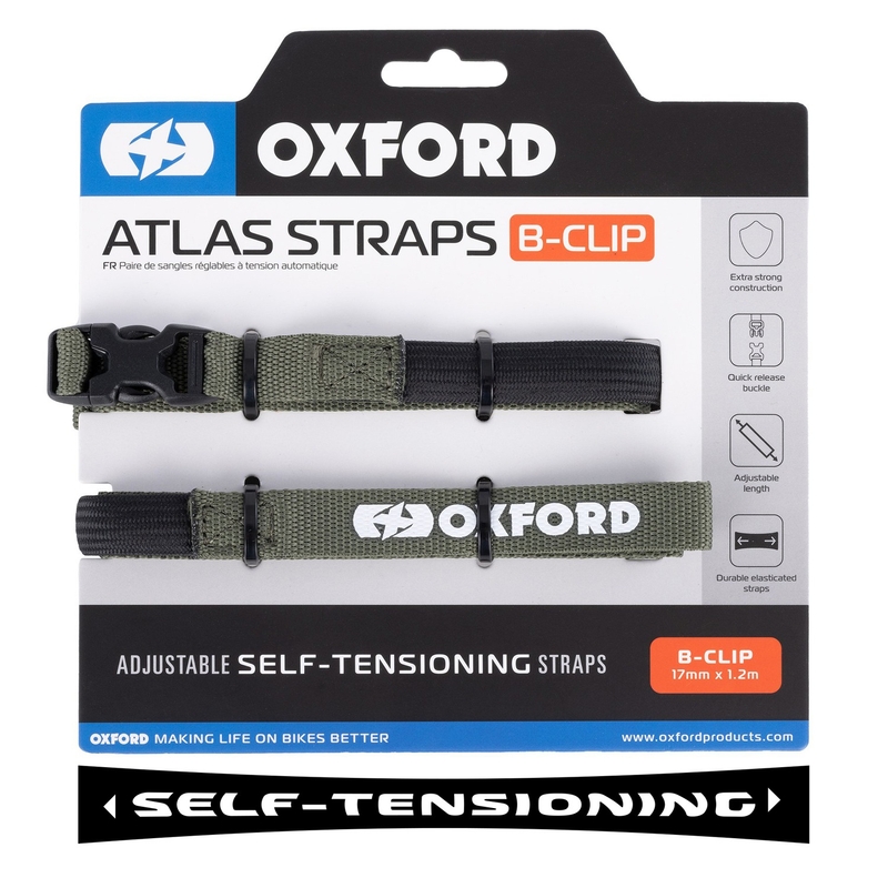 Oxford Atlas B-Clip correas de equipaje 2 piezas verde 17 mm x 1,2 m