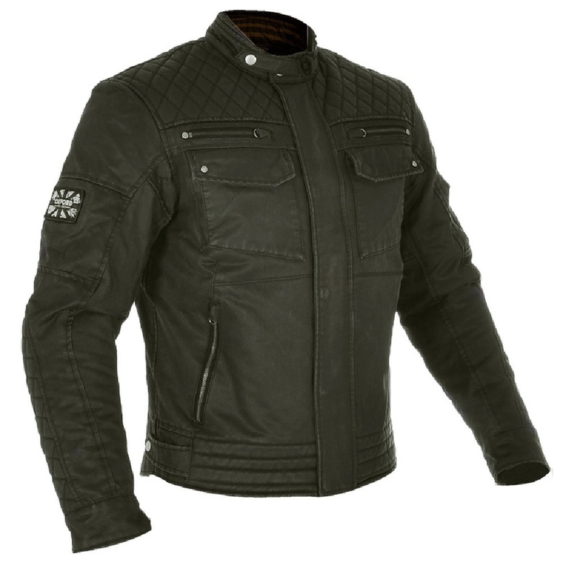 Chaqueta motera Oxford Hardy Wax verde oscuro liquidación