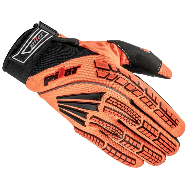 Guantes de motocross infantiles Pilot Pioneer naranja flúo-negro