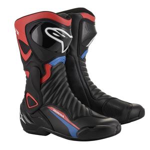 Botas de moto Alpinestars S-MX 6 Honda Collection Negro-Rojo-Azul-Blanco
